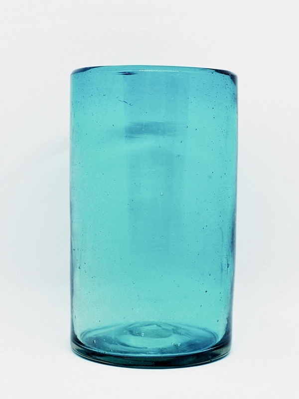 New Items / Solid Aqua blue drinking glasses (set of 6) / These handcrafted glasses deliver a classic touch to your favorite drink.